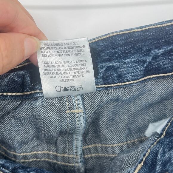 Vintage Y2K Joe Boxer Patchwork Denim Mini Skirt Sz 7 Retro Frayed Jean Festival - Picture 6 of 7